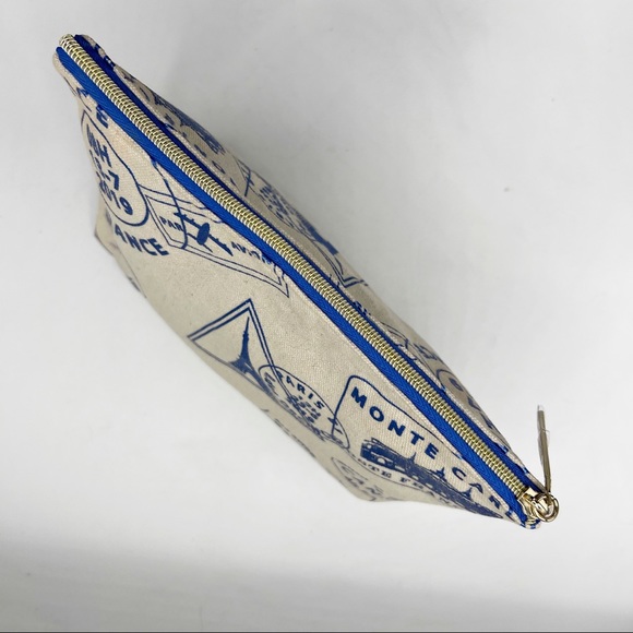 Lancome Paris Canvas Cosmetic/Makeup/Clutch Bag, French Travel, Metallic Print - Picture 9 of 16